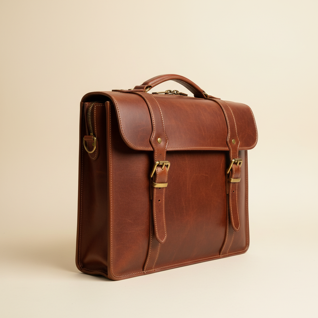 Ravi Full-Grain Leather Briefcase