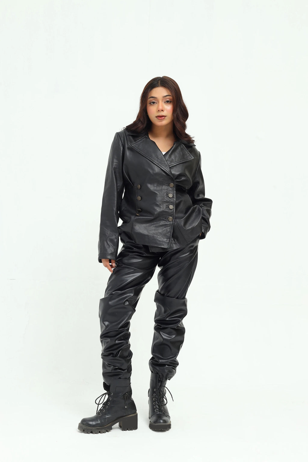 Noir Leather Cargo Pants