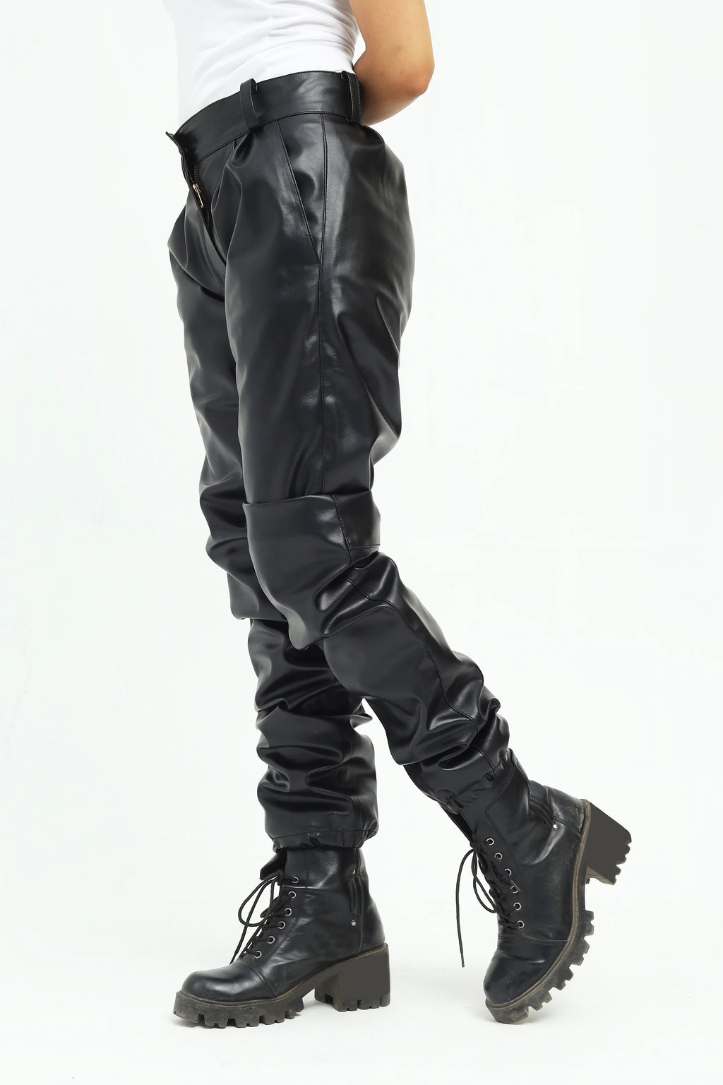Noir Leather Cargo Pants