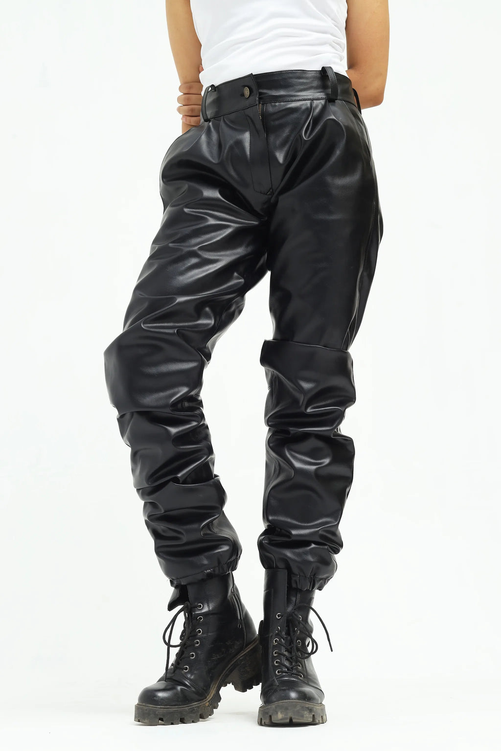 Noir Leather Cargo Pants