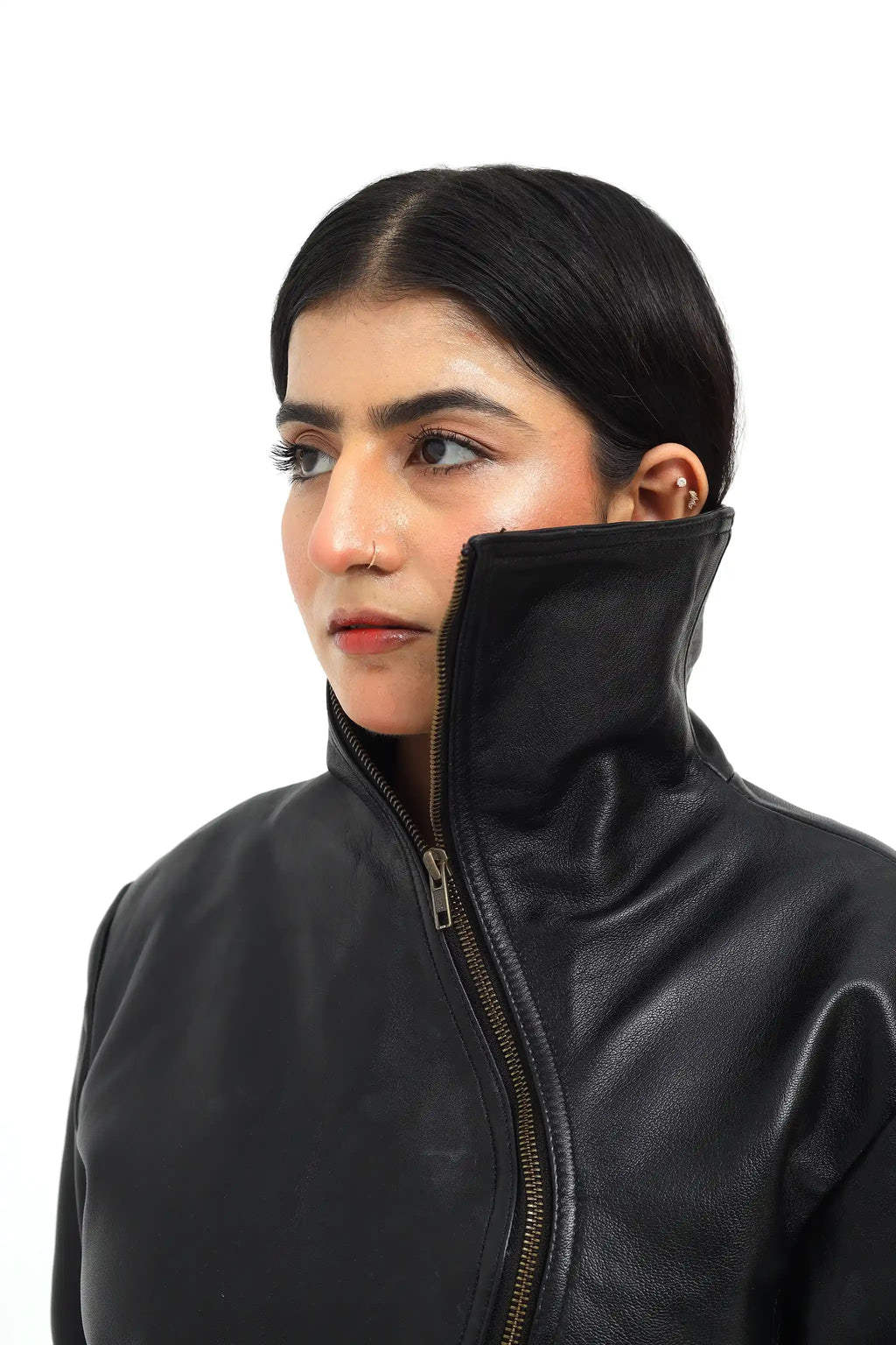 Elara Asymmetric Leather Jacket