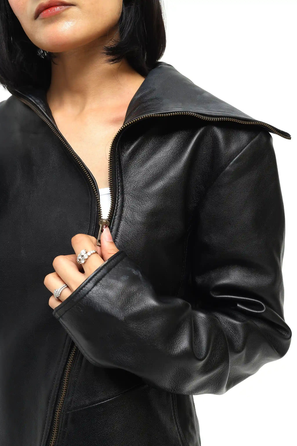 Elara Asymmetric Leather Jacket