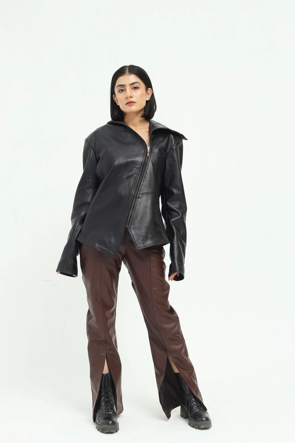 Elara Asymmetric Leather Jacket