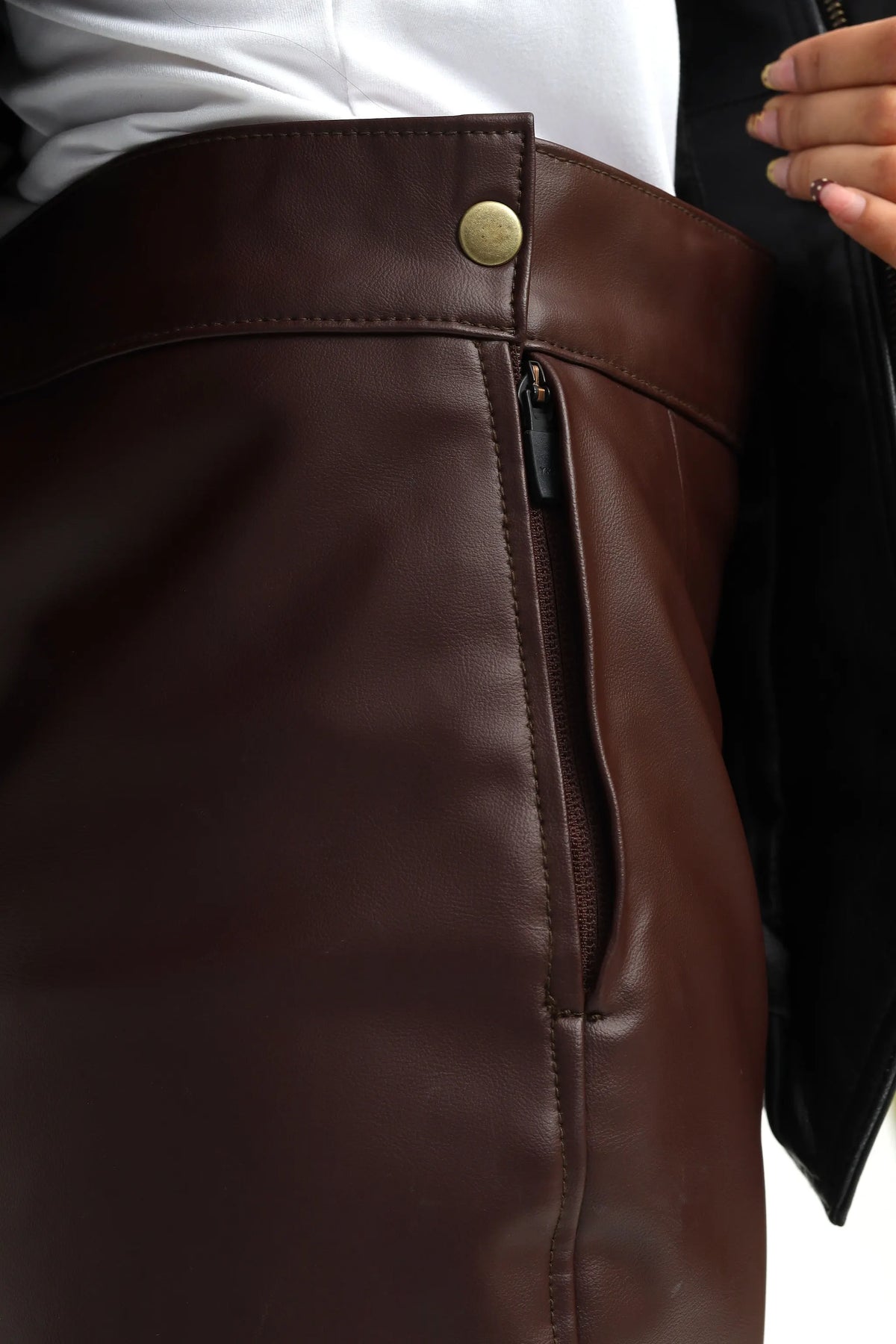 Valentina  Leather Split-Hem Trousers