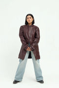 Aurelia  Leather Longline Biker Jacket
