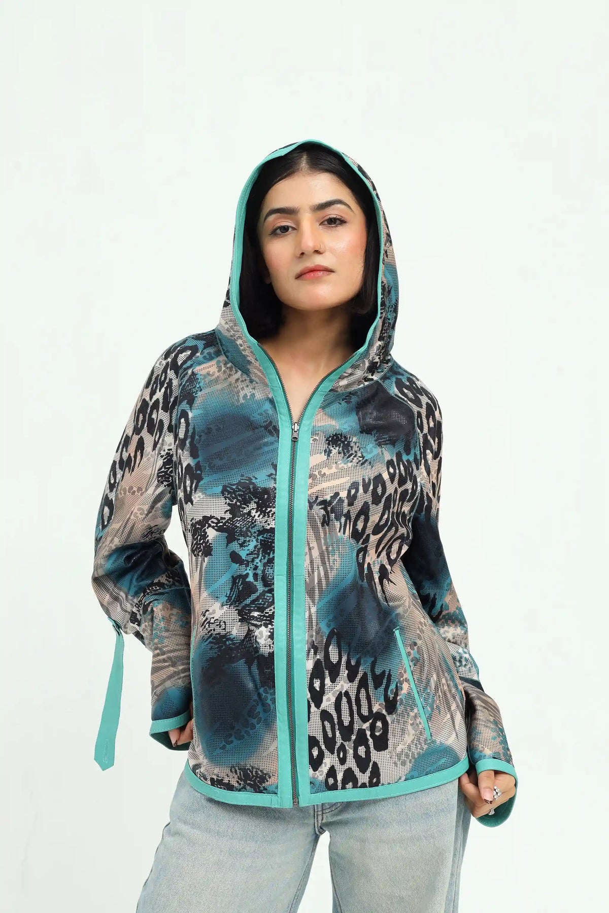 Azura Leather Hooded Jacket