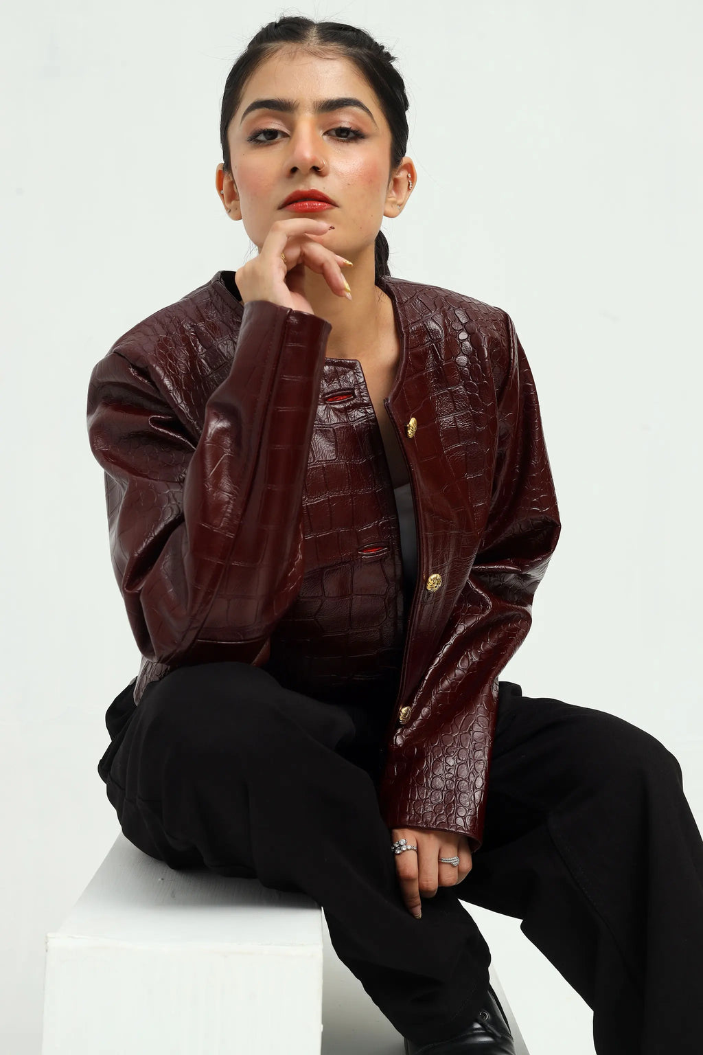 Vespera Cropped Leather Jacket