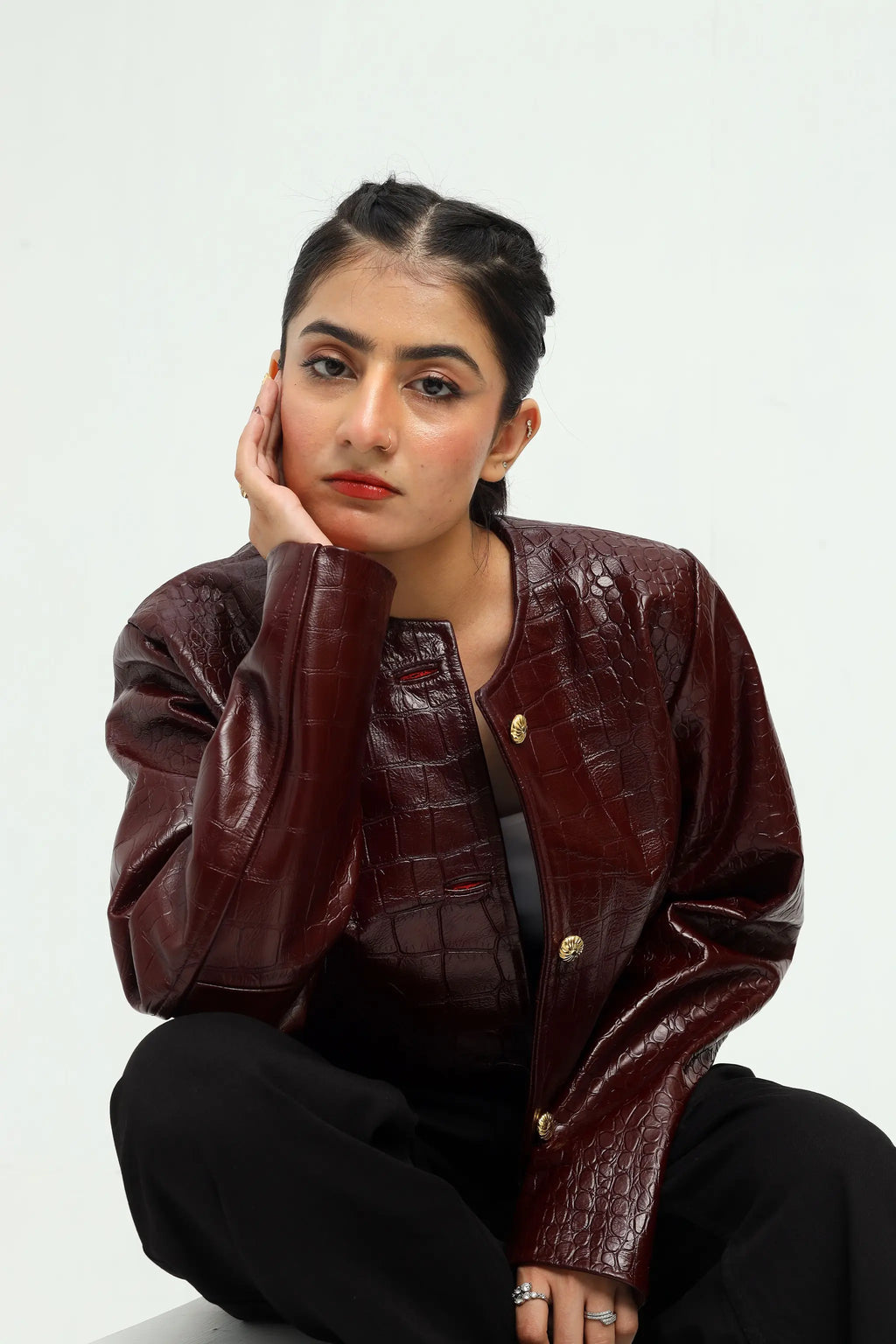Vespera Cropped Leather Jacket