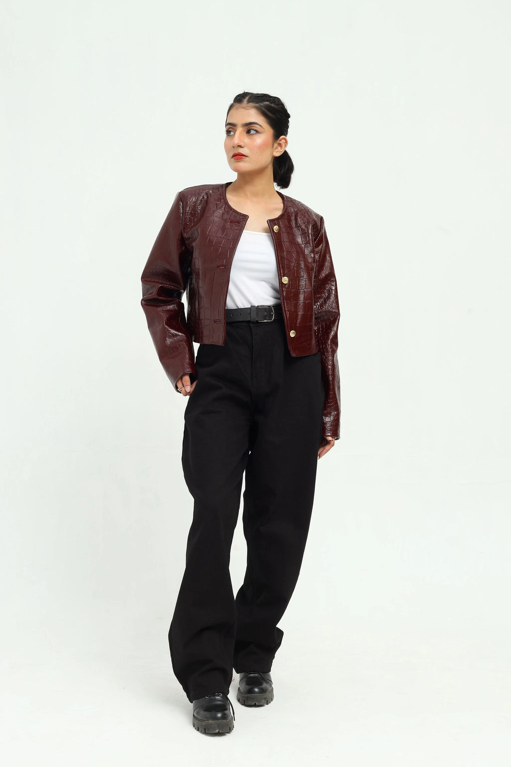 Vespera Cropped Leather Jacket