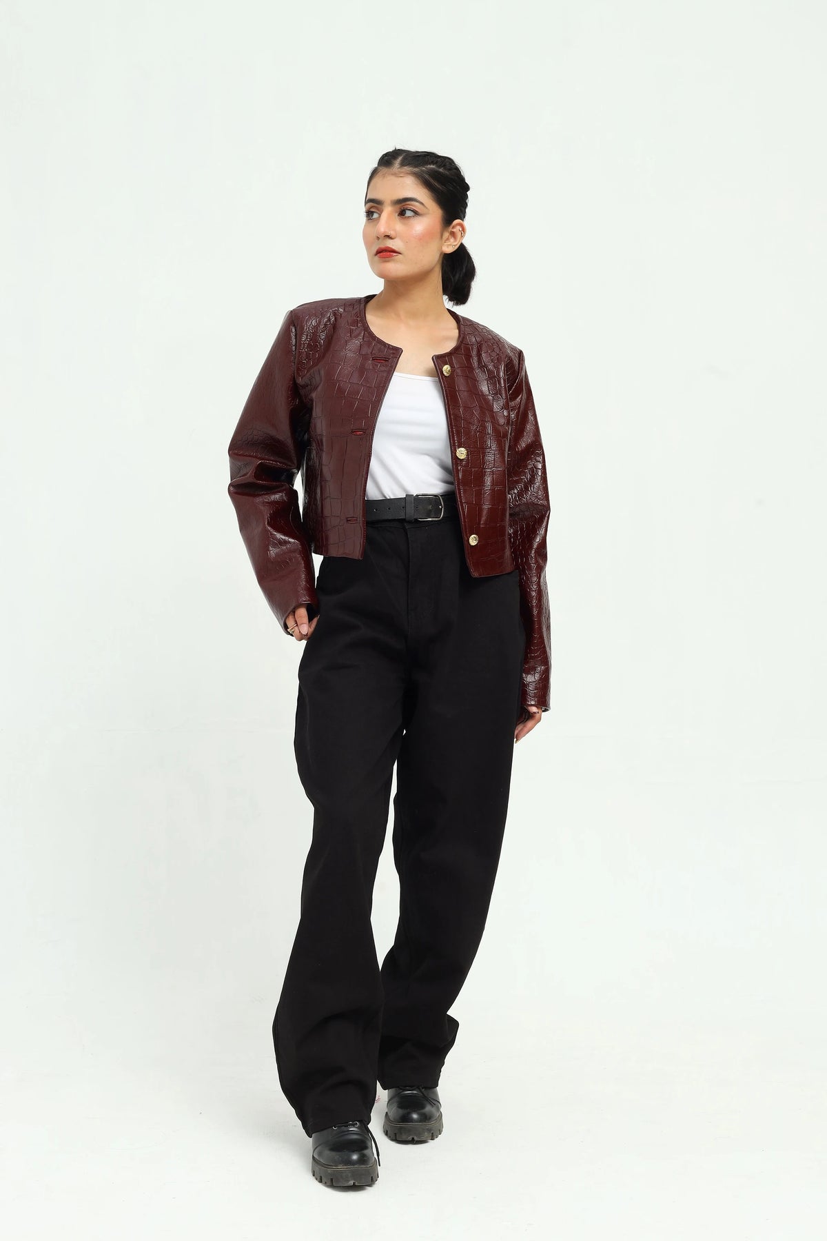 Vespera Cropped Leather Jacket
