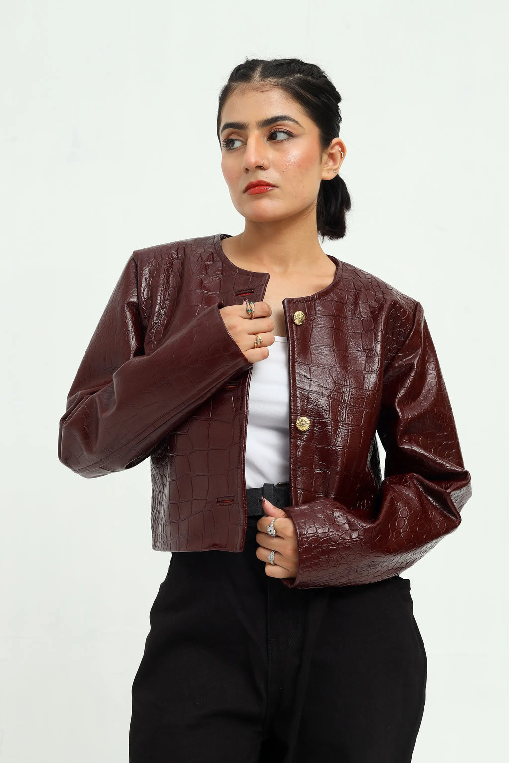 Vespera Cropped Leather Jacket